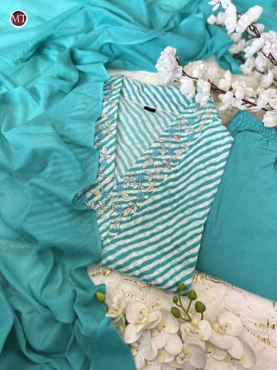 Mehra V Neck Cotton Kurti with Dupatta and Pant Kurti with Bottom and Dupatta Shopin Di Apparels