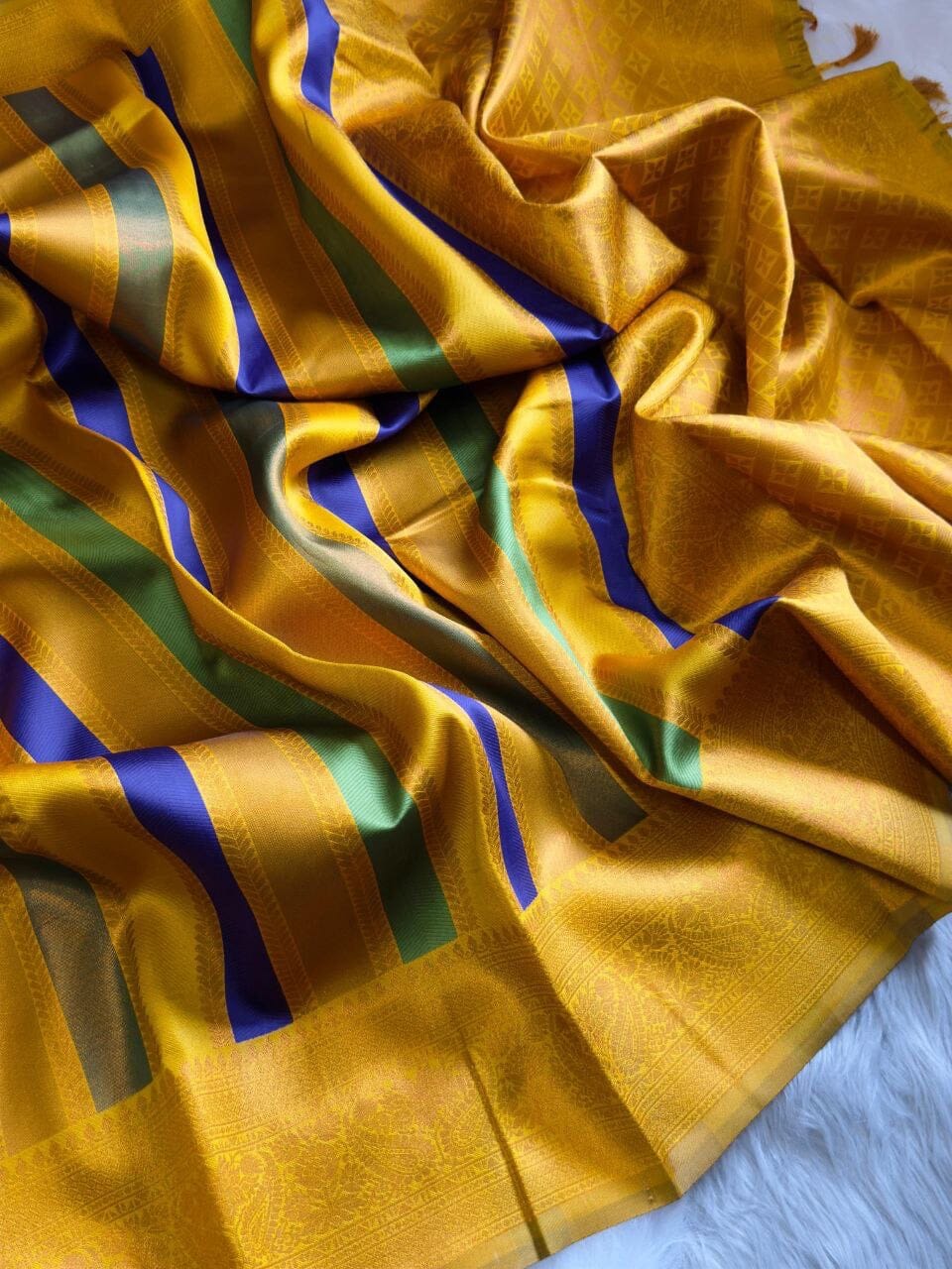 Mustard Soft Banarasi Grand Rich Pallu with Brocade Blouse Banarasi Saree Shopin Di Apparels