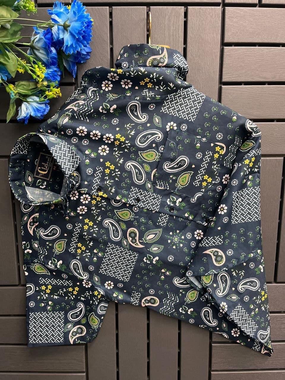 Navy Blue Men’s Short Sleeve Cotton Shirt Men’s Shirt Shopin Di Apparels