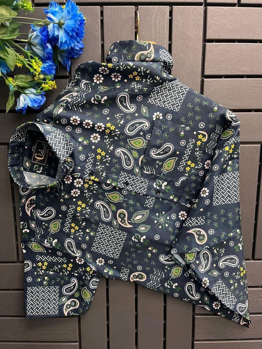 Navy Blue Men’s Short Sleeve Cotton Shirt Men’s Shirt Shopin Di Apparels