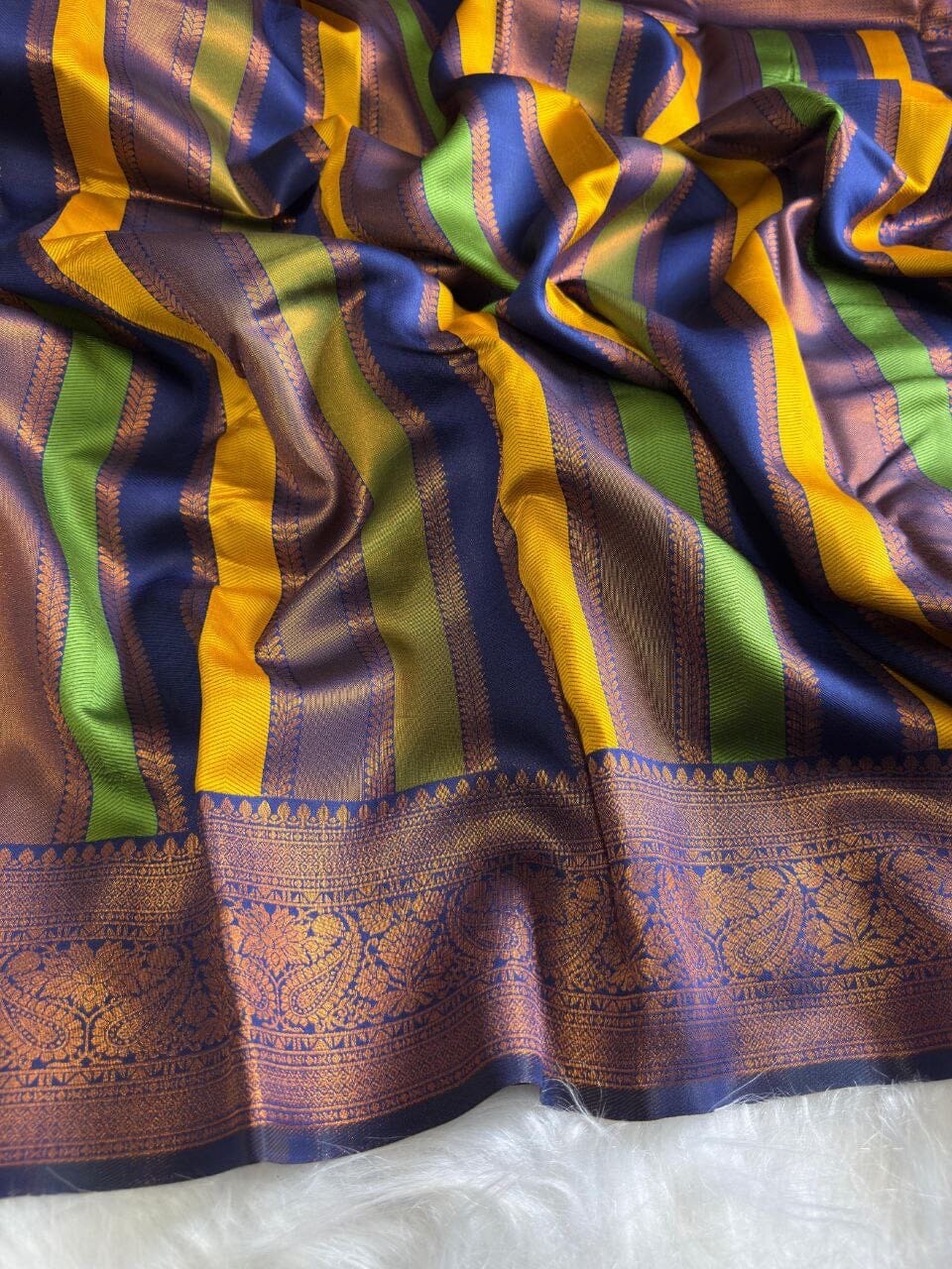 Navy Blue Soft Banarasi Grand Rich Pallu with Brocade Blouse Banarasi Saree Shopin Di Apparels