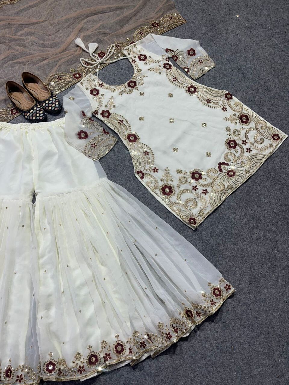 NF 1163 Heavy Faux Georgette Sharara Designer Suit Shopin Di Apparels