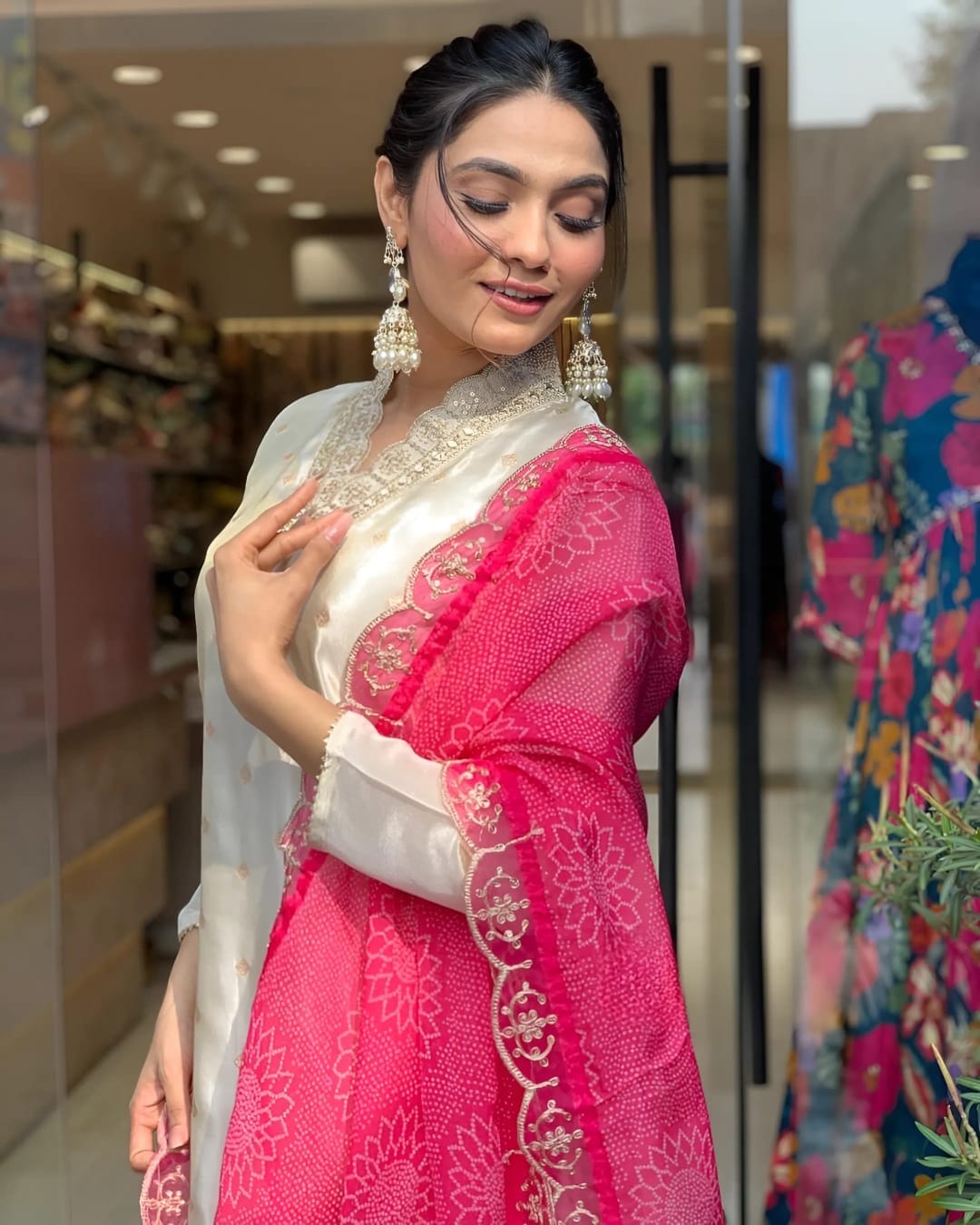 Niharika Pure Viscose Jaquard Sequence Embroidered Top with pant and Tabby Silk Dupatta Ready Made Designer Suits Shopin Di Apparels