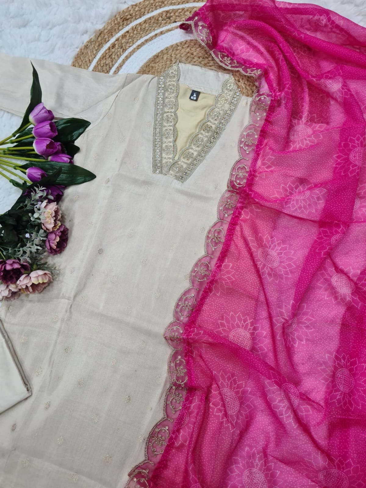 Niharika Pure Viscose Jaquard Sequence Embroidered Top with pant and Tabby Silk Dupatta Ready Made Designer Suits Shopin Di Apparels