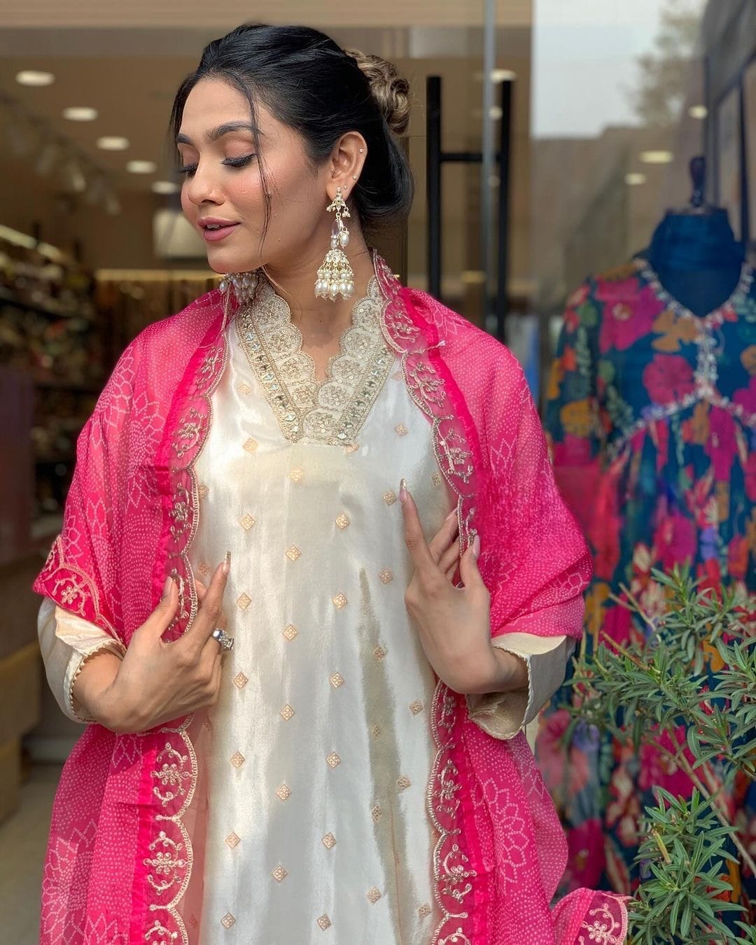 Niharika Pure Viscose Jaquard Sequence Embroidered Top with pant and Tabby Silk Dupatta Ready Made Designer Suits Shopin Di Apparels