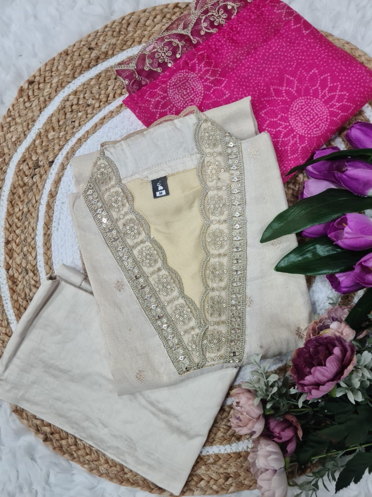 Niharika Pure Viscose Jaquard Sequence Embroidered Top with pant and Tabby Silk Dupatta Ready Made Designer Suits Shopin Di Apparels