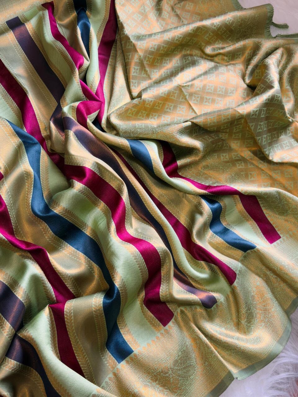 Pastel Green Soft Banarasi Grand Rich Pallu with Brocade Blouse Banarasi Saree Shopin Di Apparels