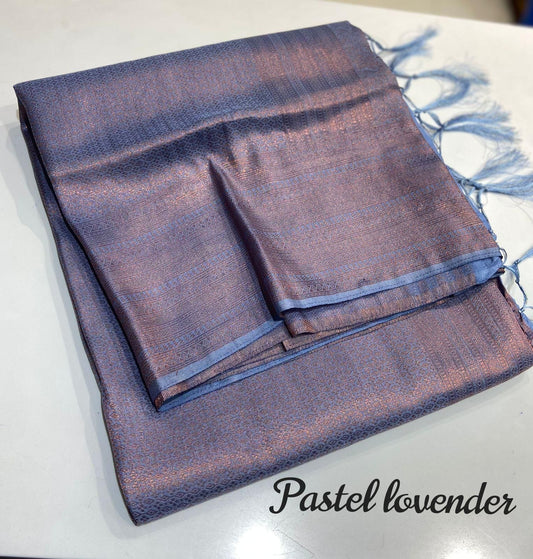 Pastel Lavender Kubera Pattu Silk Saree Rich Pallu & Brocade Kubera Silk Blouse Silk Saree Shopin Di Apparels
