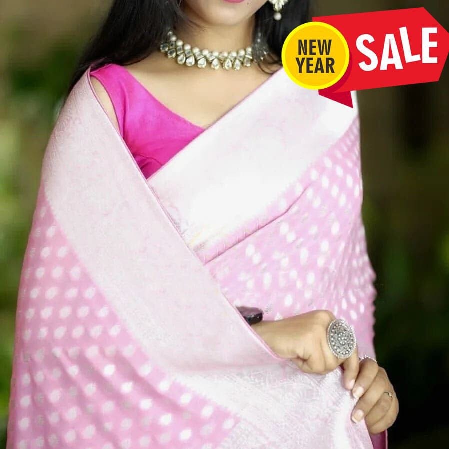 Pink Khadi Georgette Silver Zari Weaving Work Saree Designer Saree Shopin Di Apparels