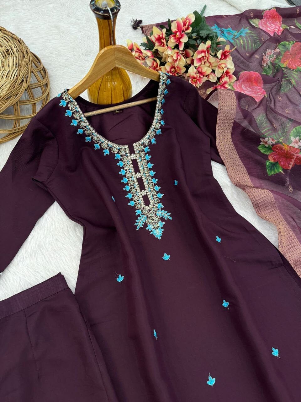 Pure Viscose Chander Designer Kurti with Tissue SilkDupatta and Bottom Kurti with Bottom and Dupatta Shopin Di Apparels