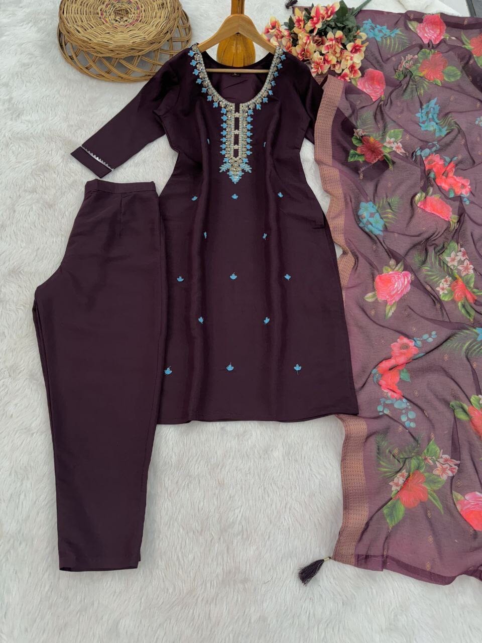 Pure Viscose Chander Designer Kurti with Tissue SilkDupatta and Bottom Kurti with Bottom and Dupatta Shopin Di Apparels