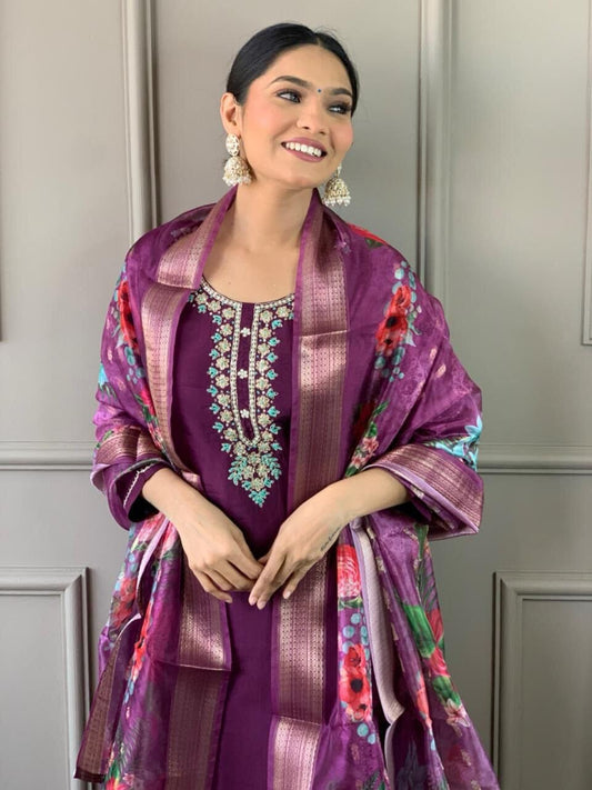 Pure Viscose Chander Designer Kurti with Tissue SilkDupatta and Bottom Kurti with Bottom and Dupatta Shopin Di Apparels