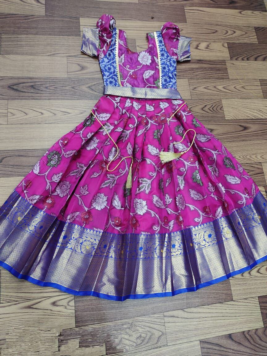 Purple Nylon Silk Embroidered Kid’s Gown Festival Wear Kid's Gown Shopindiapparels.com