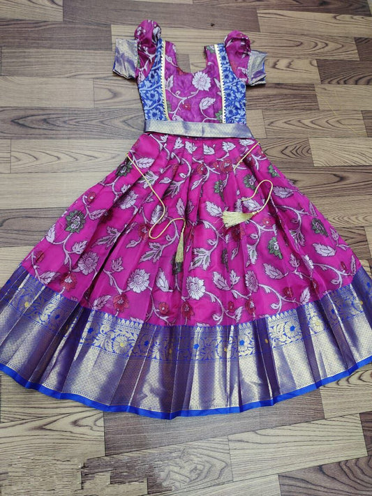 Purple Nylon Silk Embroidered Kid’s Gown Festival Wear Kid's Gown Shopindiapparels.com