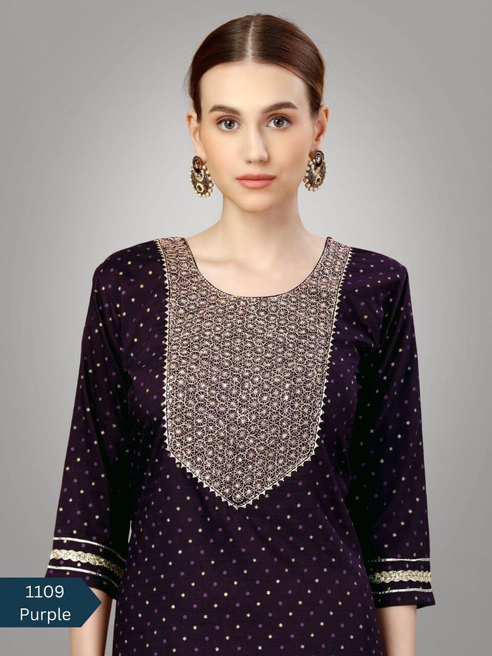 Purple Silk Blend Sequence Embroidered Designer Kurti with Dupatta and Bottom Kurti with Dupatta and Bottom Shopin Di Apparels