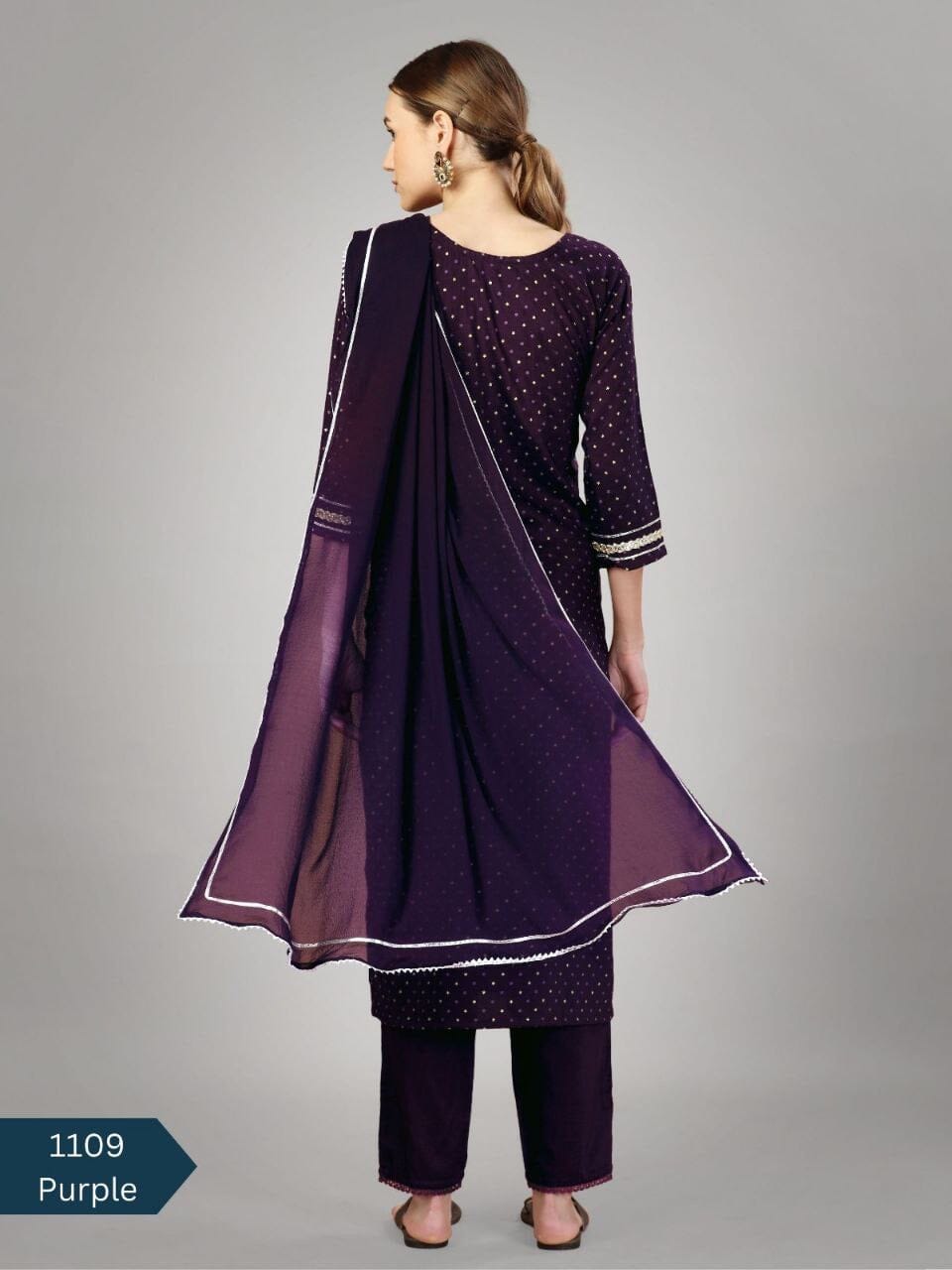 Purple Silk Blend Sequence Embroidered Designer Kurti with Dupatta and Bottom Kurti with Dupatta and Bottom Shopin Di Apparels