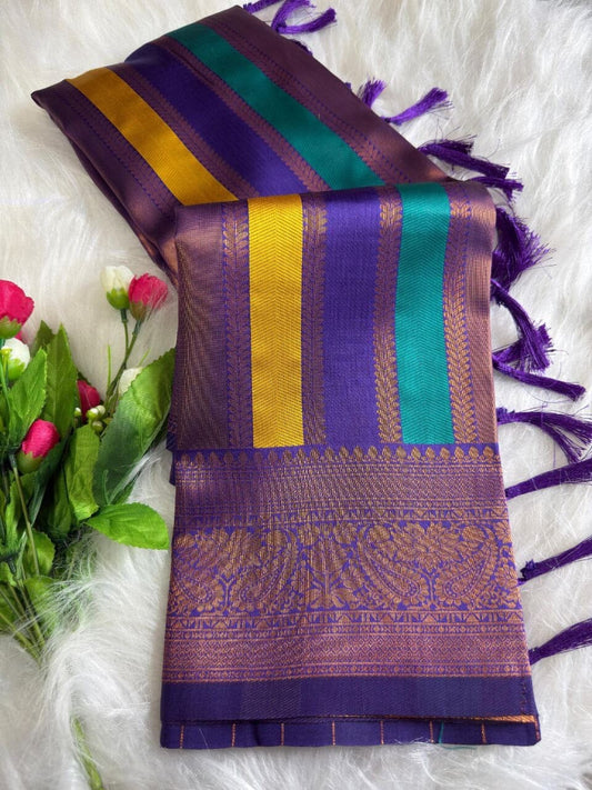 Purple Soft Banarasi Grand Rich Pallu with Brocade Blouse Banarasi Saree Shopin Di Apparels