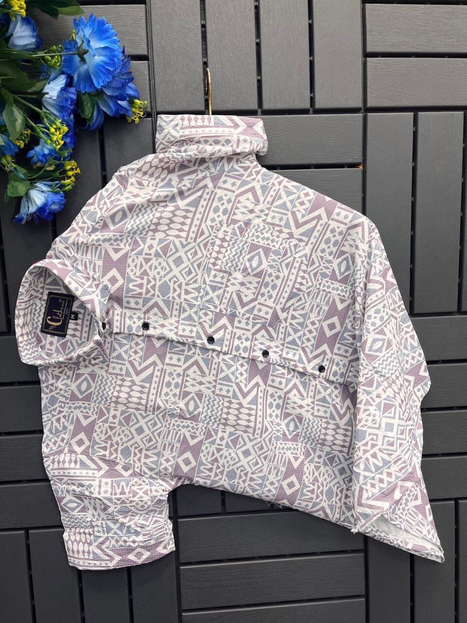 Purple Tribal Men’s Imported Fabric Printed Short Sleeve Shirt Men’s Shirt Shopin Di Apparels