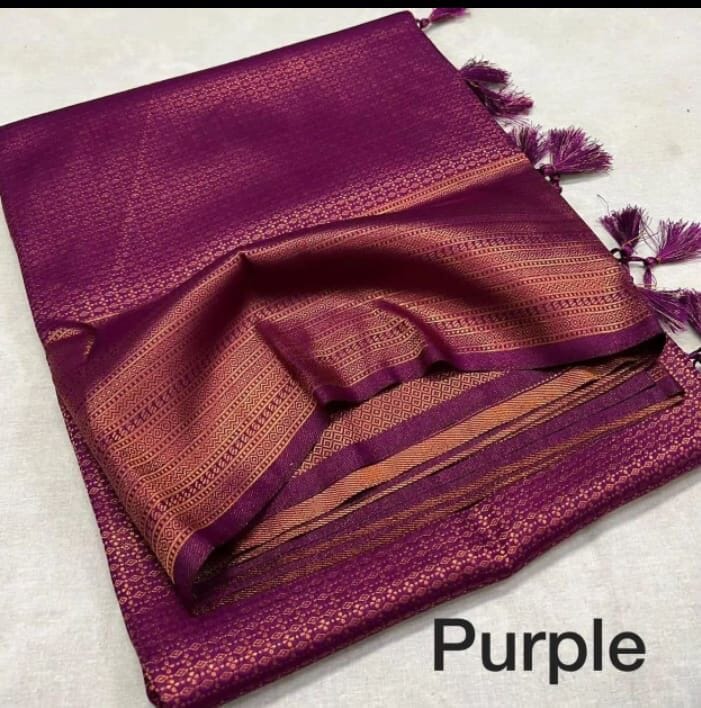 Purple Tussar Kubera Pattu Silk Saree Rich Pallu & Brocade Kubera Silk Blouse Silk Saree Shopin Di Apparels