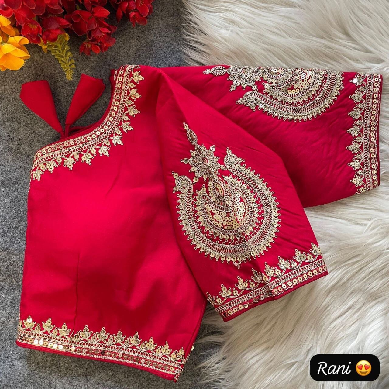 Rani Heavy Pure Roman Silk Embroidered Sequence Work Readymade Blouse Shopin Di Apparels