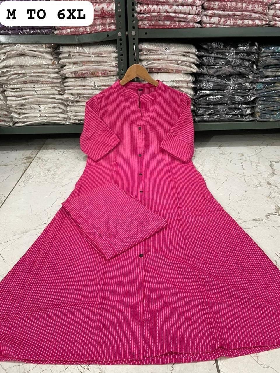 Rani Pink Co-Ord Set A Line Kurti with plazzo Kurti with plazzo Shopin Di Apparels
