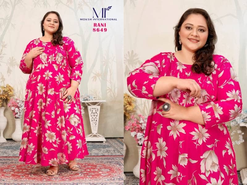 Rani Plus Size Printed Rayon Long Kurti Kurti Moksh