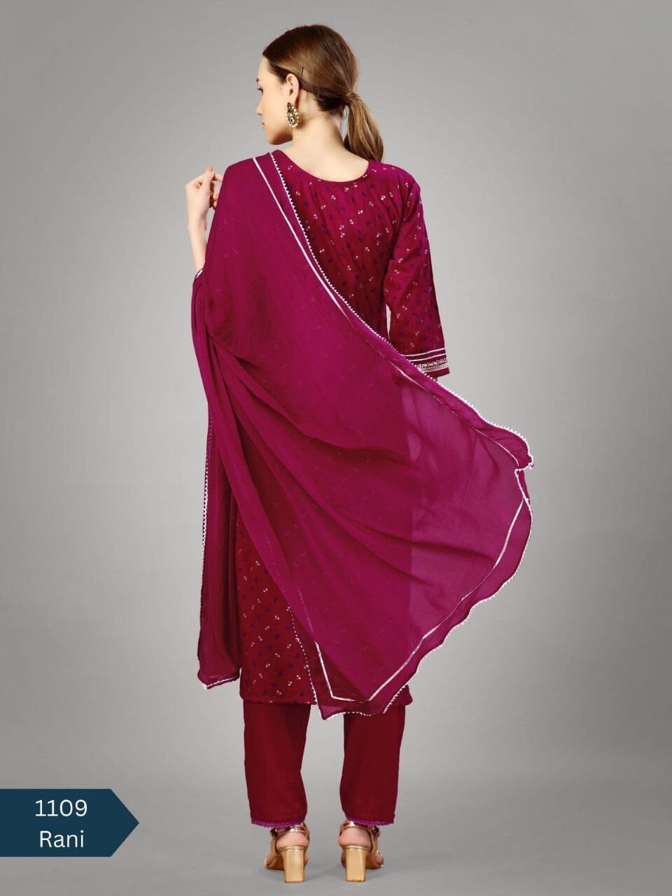 Rani Silk Blend Sequence Embroidered Designer Kurti with Dupatta and Bottom Kurti with Dupatta and Bottom Shopin Di Apparels