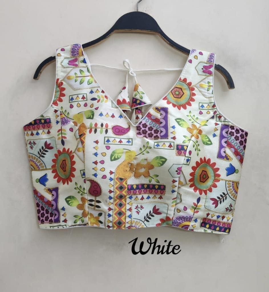 Raw Silk Printed Readymade Blouse in 8 colors Readymade Blouse Shopin Di Apparels