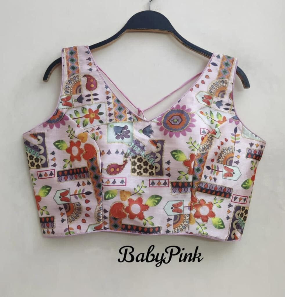 Raw Silk Printed Readymade Blouse in 8 colors Readymade Blouse Shopin Di Apparels