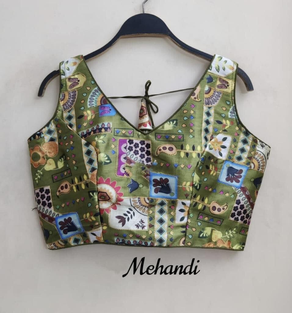 Raw Silk Printed Readymade Blouse in 8 colors Readymade Blouse Shopin Di Apparels