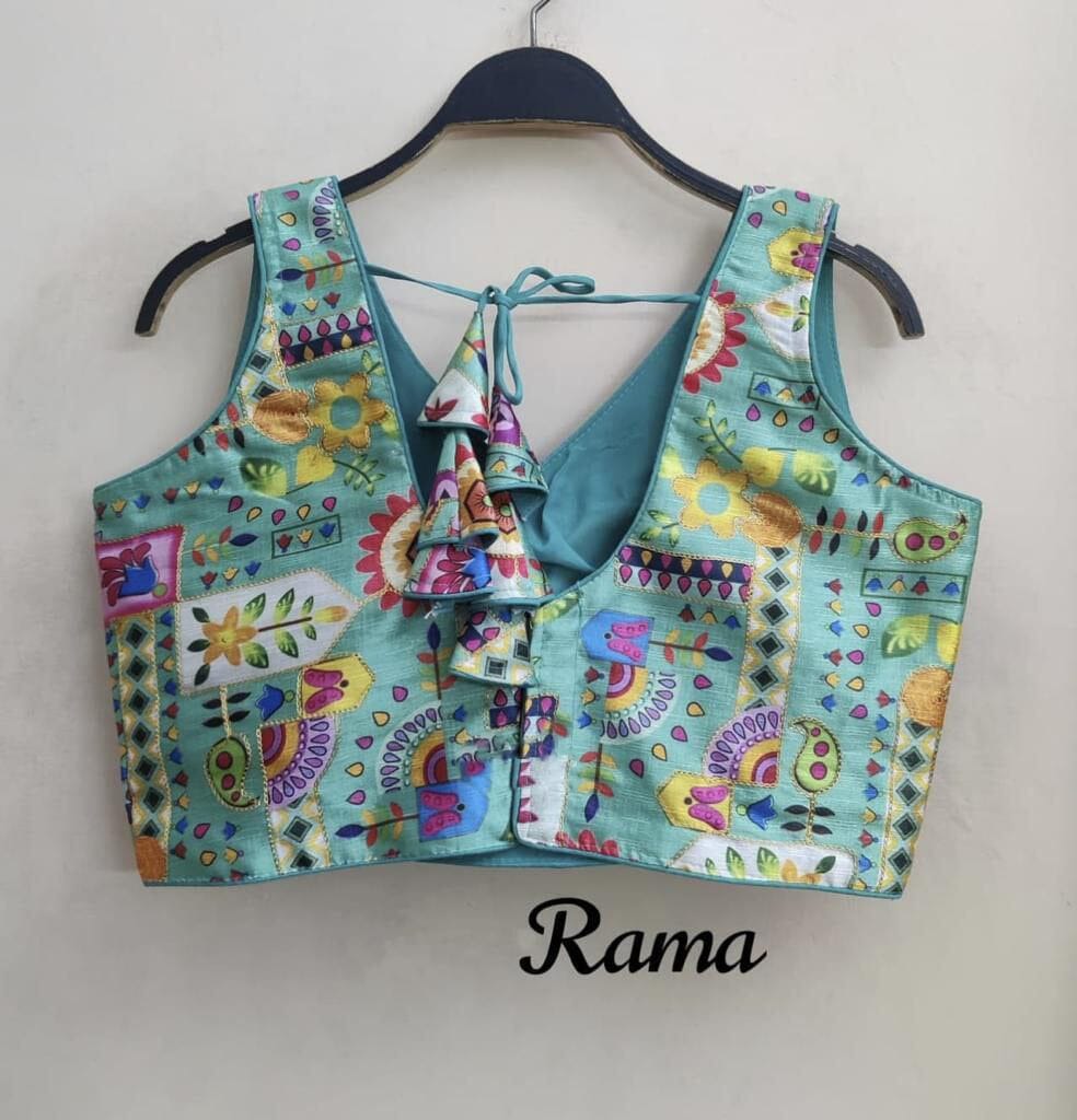 Raw Silk Printed Readymade Blouse in 8 colors Readymade Blouse Shopin Di Apparels