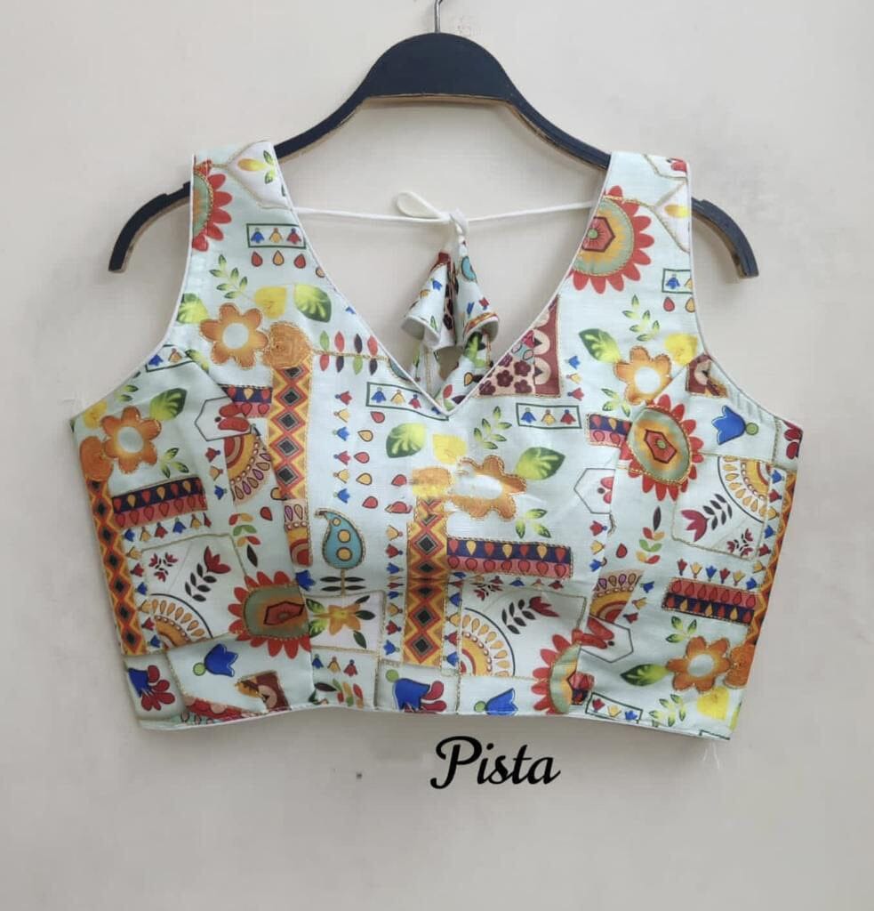 Raw Silk Printed Readymade Blouse in 8 colors Readymade Blouse Shopin Di Apparels