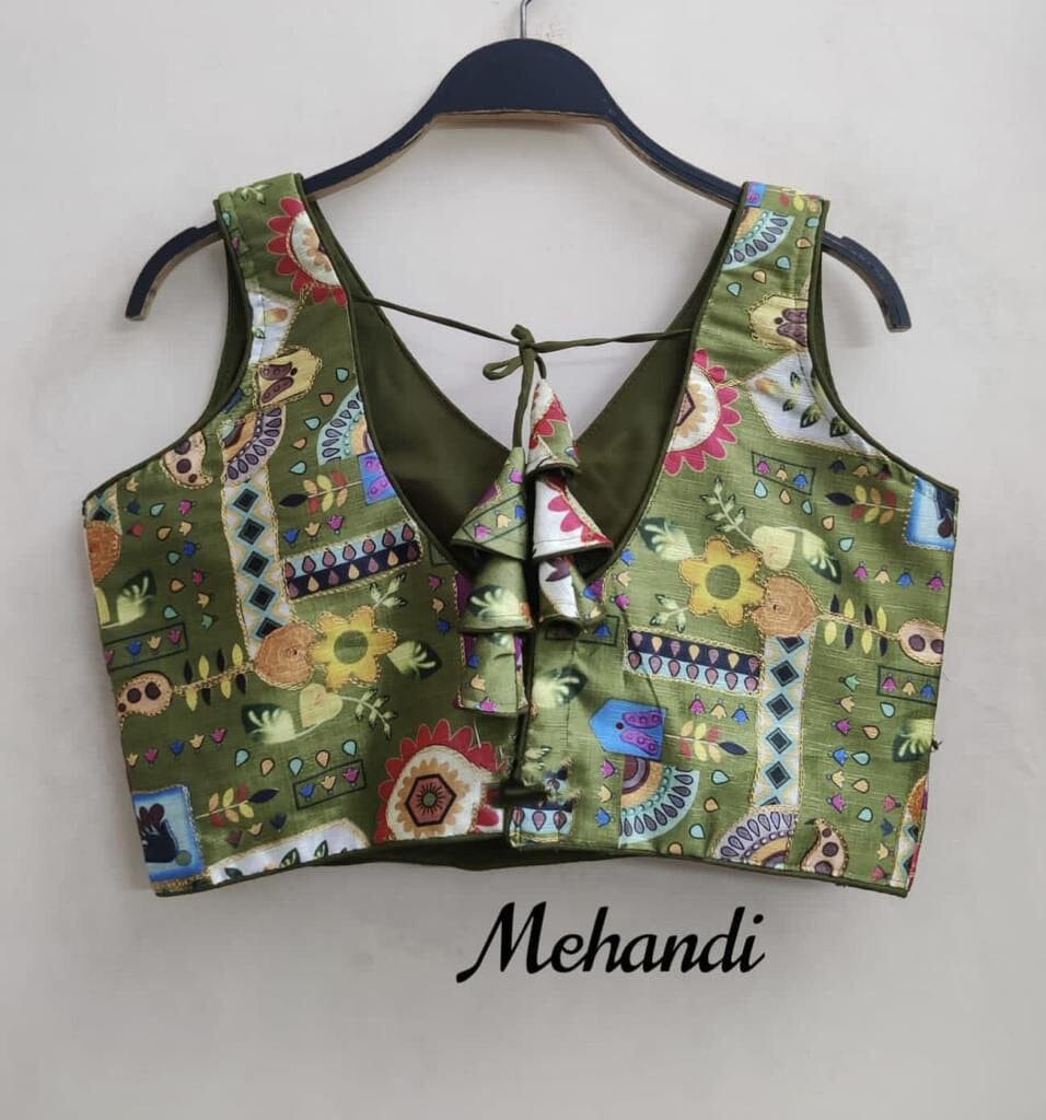 Raw Silk Printed Readymade Blouse in 8 colors Readymade Blouse Shopin Di Apparels