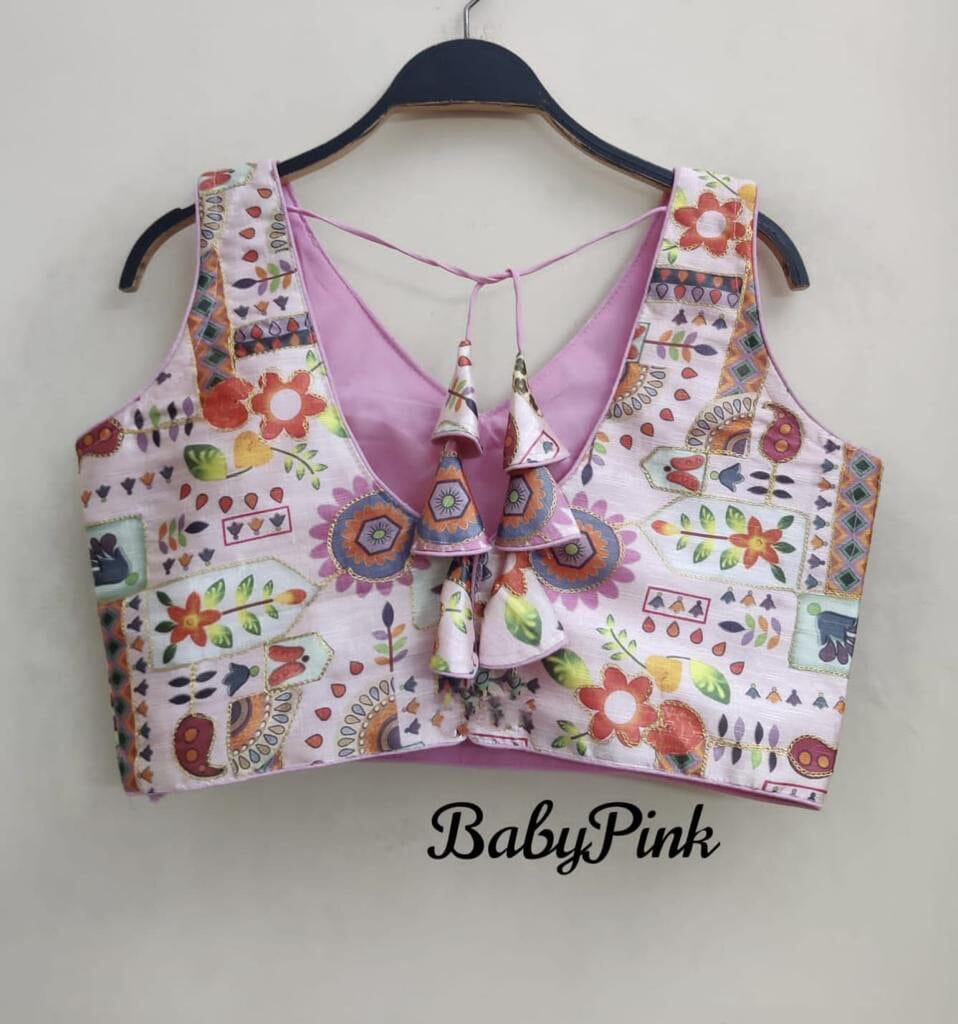 Raw Silk Printed Readymade Blouse in 8 colors Readymade Blouse Shopin Di Apparels