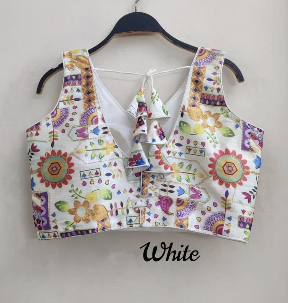 Raw Silk Printed Readymade Blouse in 8 colors Readymade Blouse Shopin Di Apparels