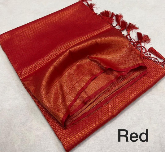 Red Kubera Pattu Silk Saree Rich Pallu & Brocade Kubera Silk Blouse Silk Saree Shopin Di Apparels