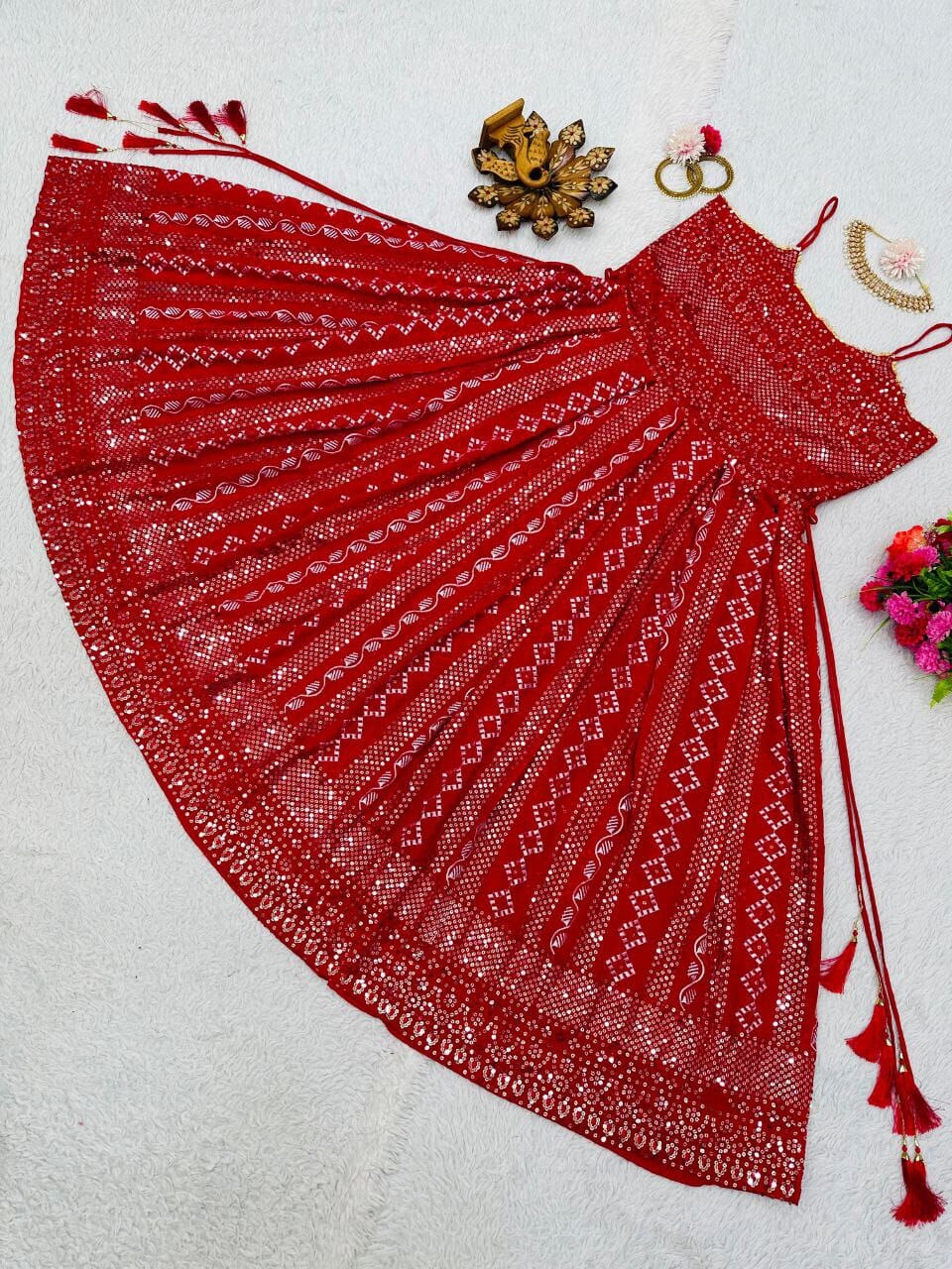 Red Sequence Work Sleeveless Gown Designer Gown Shopin Di Apparels