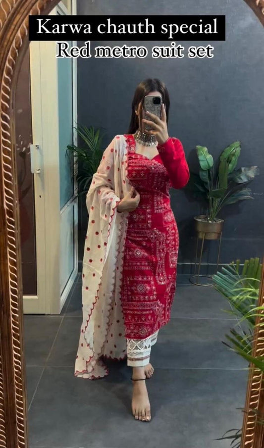 Roman Silk Top Bottom & Dupatta Set Kurti with Bottom and Dupatta Shopin Di Apparels