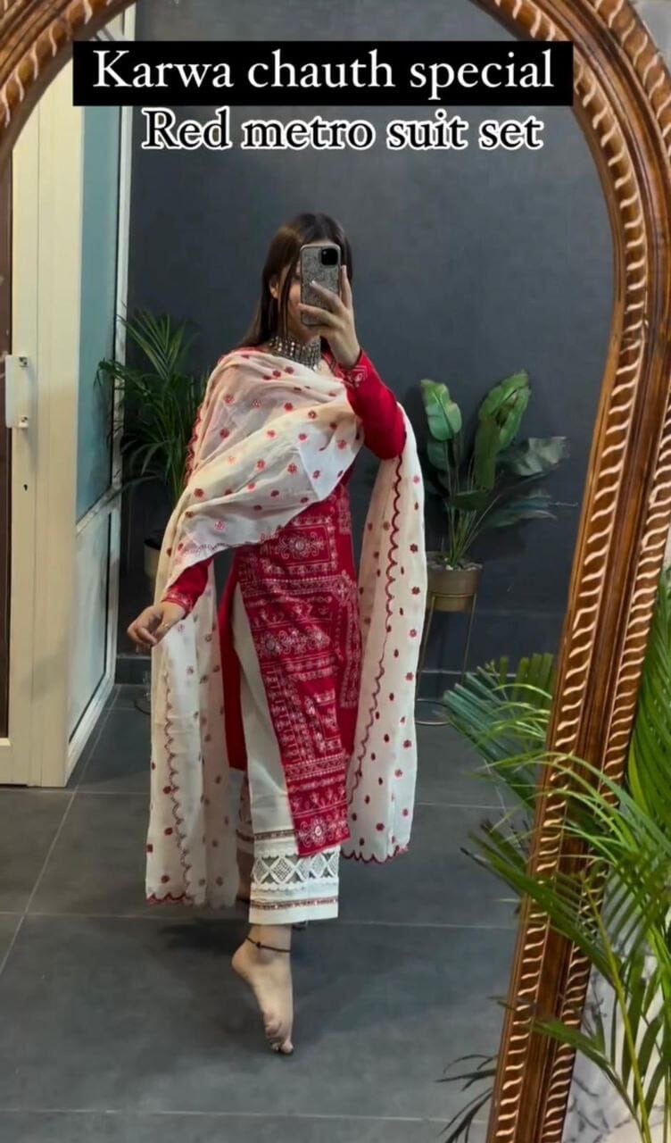 Roman Silk Top Bottom & Dupatta Set Kurti with Bottom and Dupatta Shopin Di Apparels