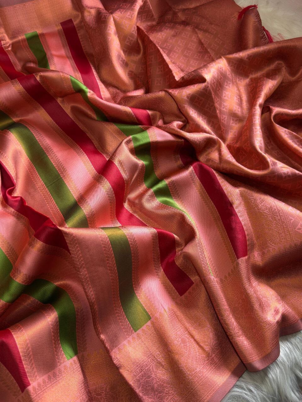 Rose Red Soft Banarasi Grand Rich Pallu with Brocade Blouse Banarasi Saree Shopin Di Apparels