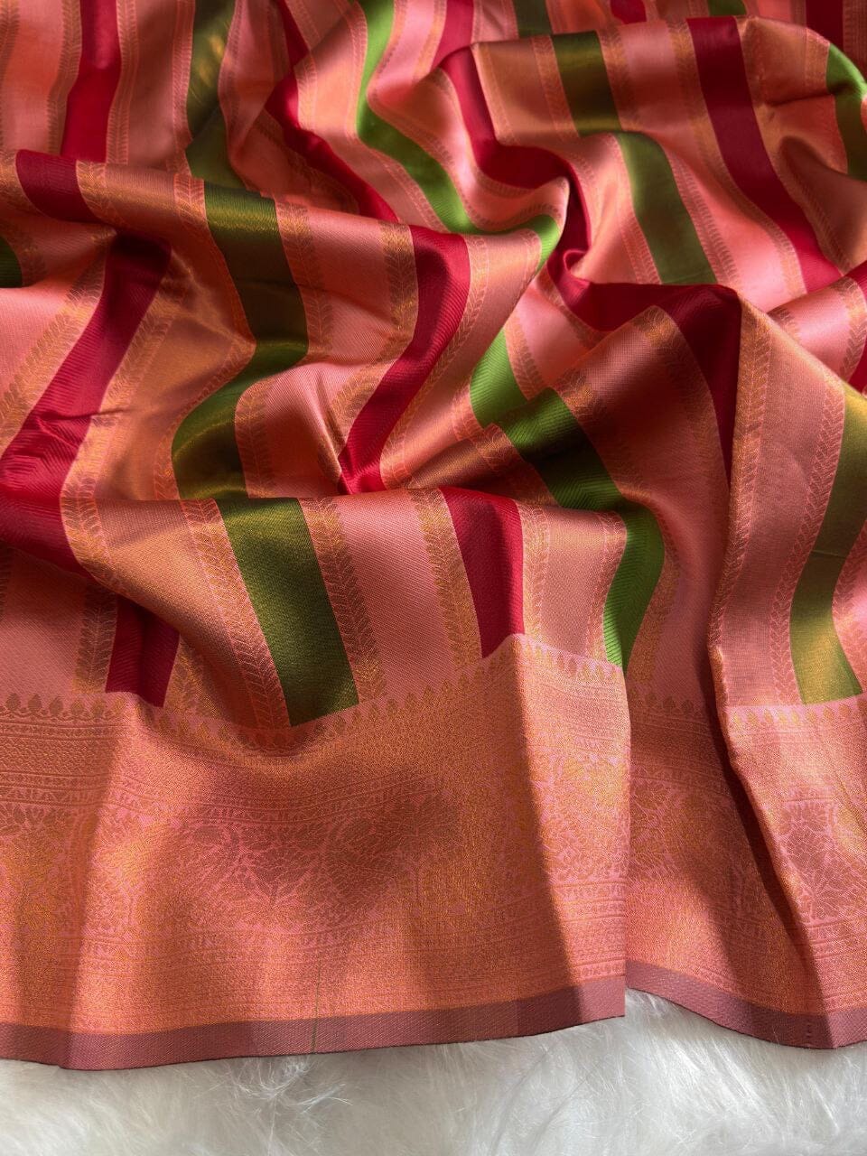 Rose Red Soft Banarasi Grand Rich Pallu with Brocade Blouse Banarasi Saree Shopin Di Apparels
