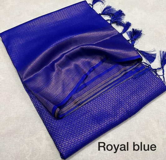 Royal Blue Kubera Pattu Silk Saree Rich Pallu & Brocade Kubera Silk Blouse Silk Saree Shopin Di Apparels