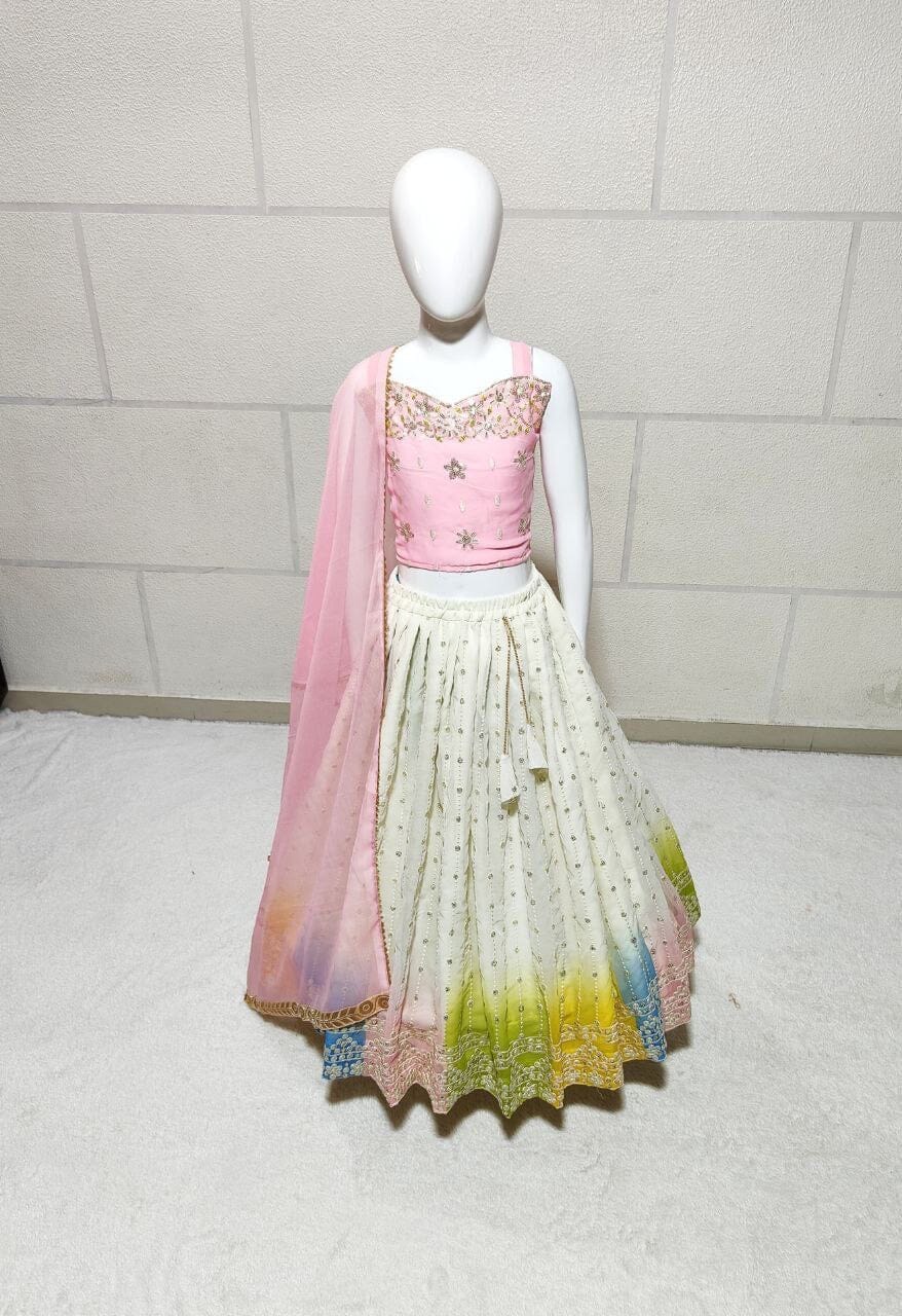 Sequins Embroidered with Beautiful Printed Kid’s Lehenga Kid's Lehenga Shopin Di Apparels
