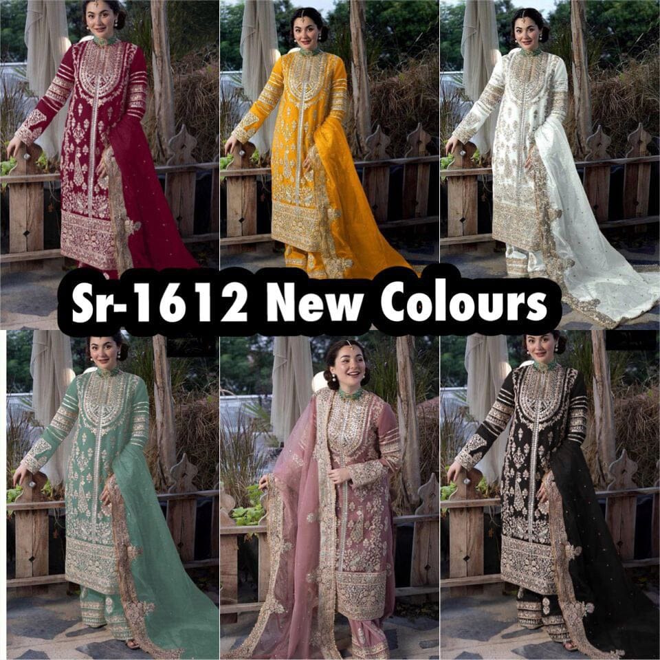 SR 1612 Black Festive Georgette Heavy Embroidered Suit in New Colors Ready Made Designer Suits Shopin Di Apparels