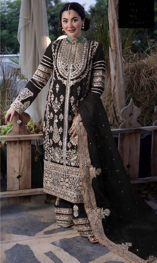 SR 1612 Black Festive Georgette Heavy Embroidered Suit in New Colors Ready Made Designer Suits Shopin Di Apparels