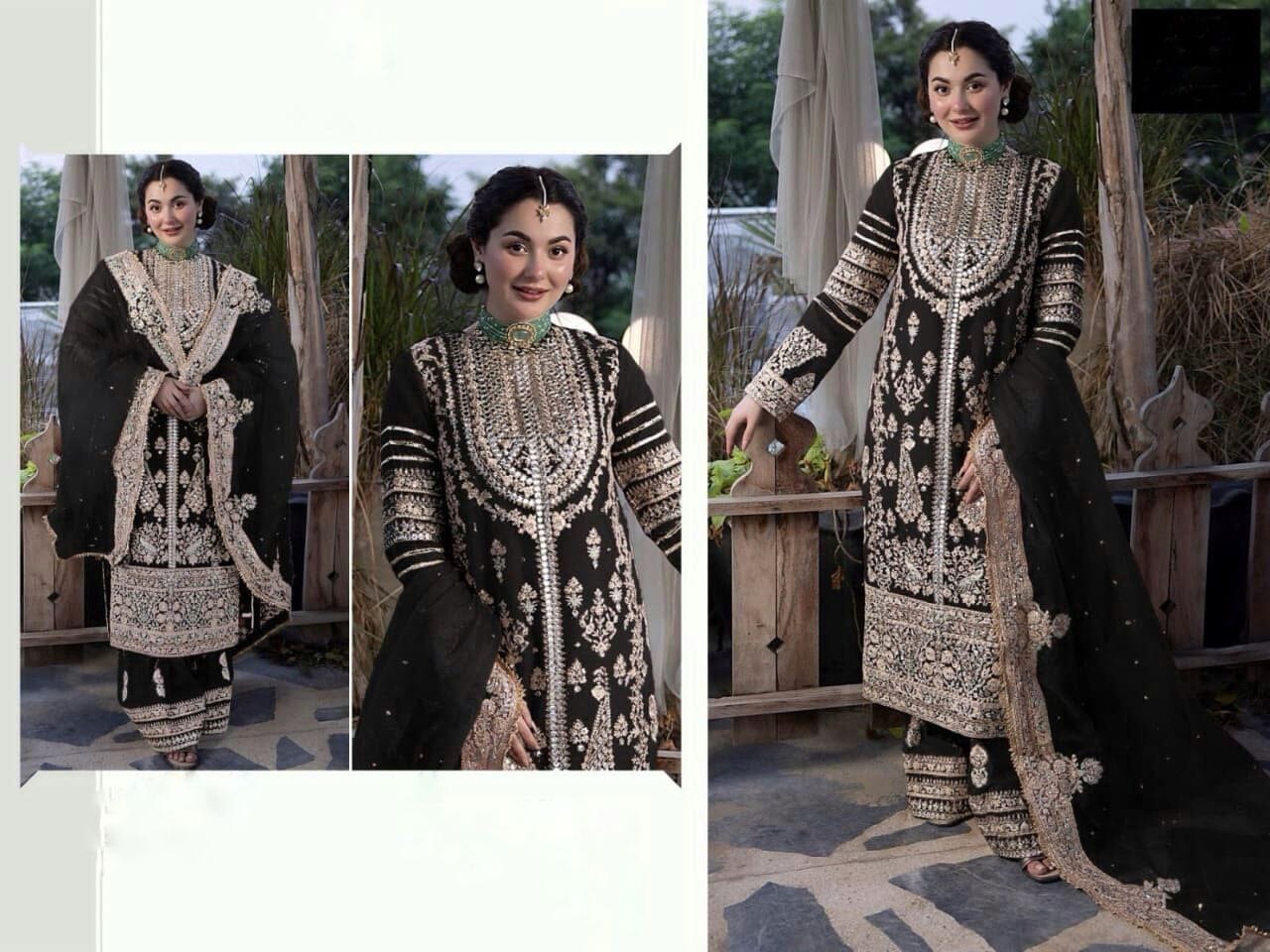 SR 1612 Black Festive Georgette Heavy Embroidered Suit in New Colors Ready Made Designer Suits Shopin Di Apparels