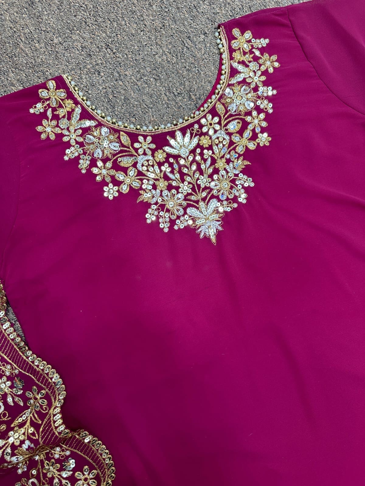 Trending faux Georgette Designer Kurti with Dupatta and Pant set Ready Made Designer Suits Shopin Di Apparels