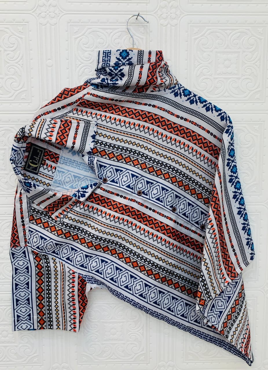 Tribal Multicolor Men’s Short Sleeve Printed Cotton Shirt Men’s Shirt Shopin Di Apparels