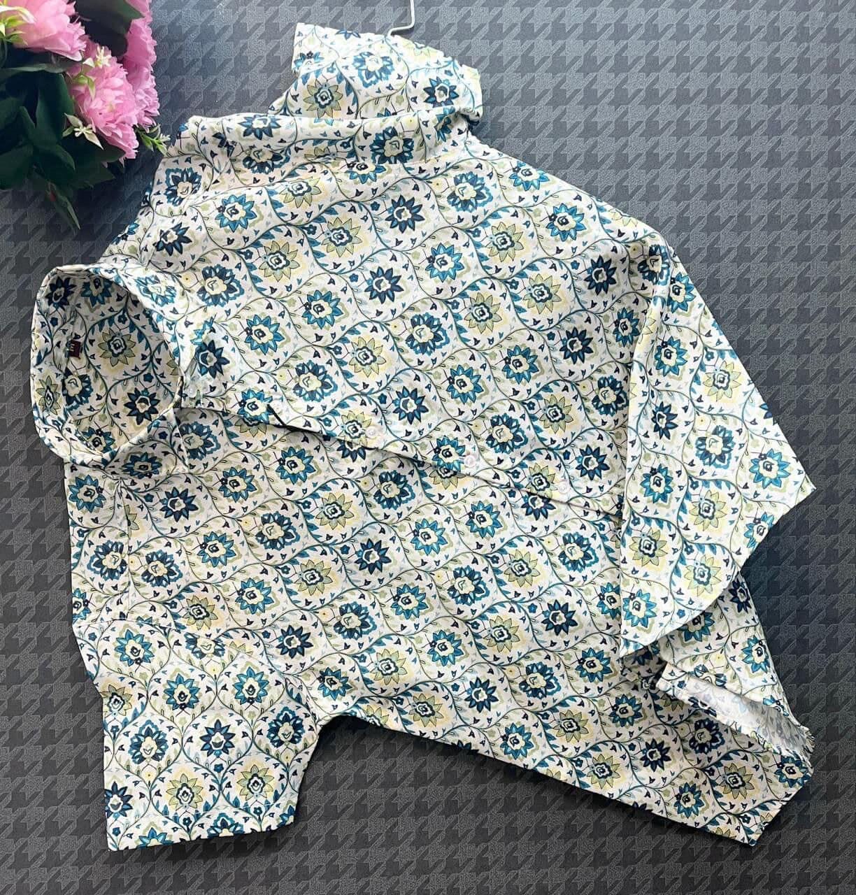 White Blue Men’s Short Sleeve Cotton Shirt Men’s Shirt Shopin Di Apparels