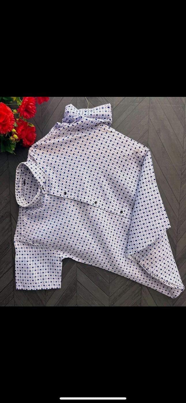 White Blue Men’s Short Sleeve Printed Cotton Shirt Men’s Shirt Shopin Di Apparels